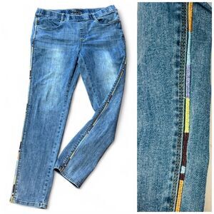 FDJ French Dressing Pull On Jeans With Multi-colored Striped Side Seam Size 14